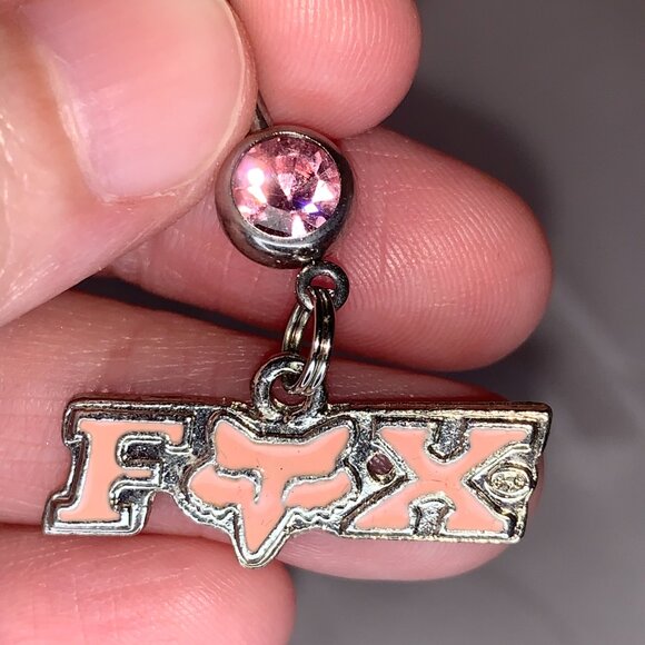 Pink Fox Dangle Belly Ring - Picture 3 of 12